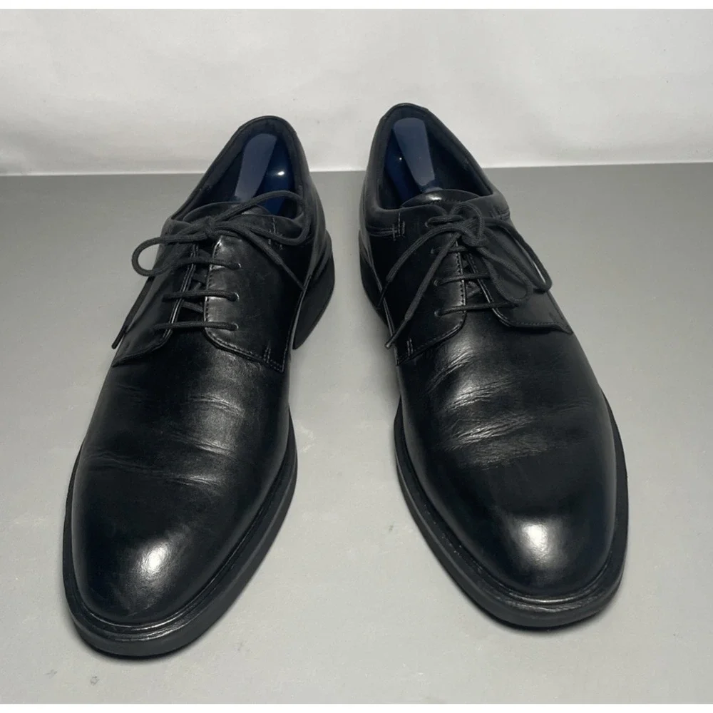 ECCO Vitrus Plain Toe Derby Black Leather Men's Size 12 / EU 46